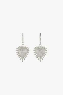 Heart Rays Earrings Sterling Silver