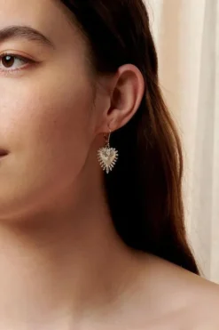 Heart Rays Earrings Sterling Silver