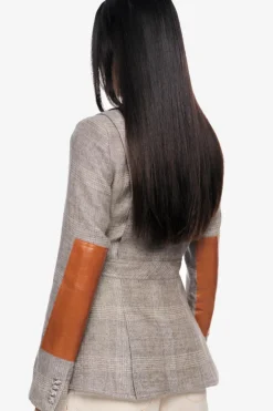 Hunting Blazer w/ Rectangle Elbow Patch Dove Glencheck