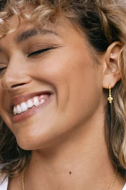 Indie Earrings Gold | Peach Zircon