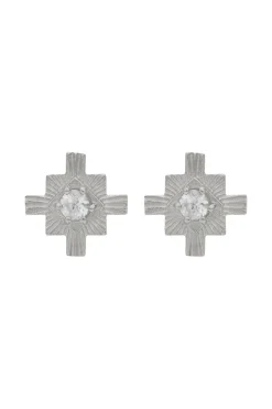 Inka Studs Sterling Silver - White Zircon