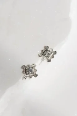 Inka Studs Sterling Silver - White Zircon