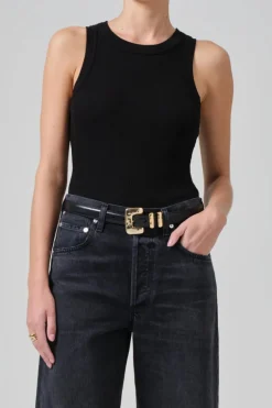 Isabel Rib Tank Black