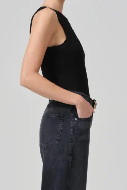 Isabel Rib Tank Black