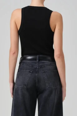 Isabel Rib Tank Black