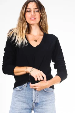 Jimi Long Sleeve V-Neck True Black