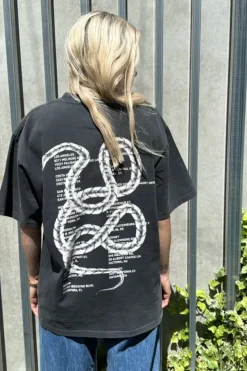 Kent Tee Twisted Snake Washed Charcoal