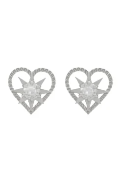 Kind Heart Earrings Silver - White Zircon