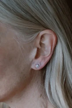 Kind Heart Earrings Silver - White Zircon