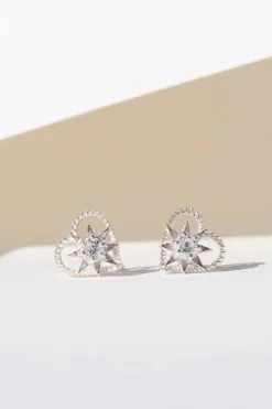 Kind Heart Earrings Silver - White Zircon