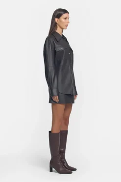 Kingpin Leather Shirt Chocolate