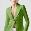 Linen Duchess Blazer Grass Green