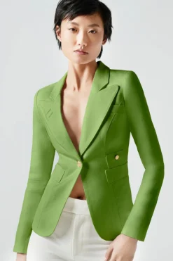 Linen Duchess Blazer Grass Green