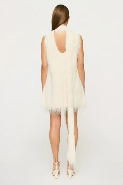 Mara Fringe Mini Dress Parchment