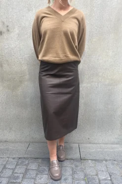 Maz Leather Skirt Chocolate