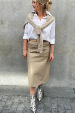 Maz Leather Skirt Gravel