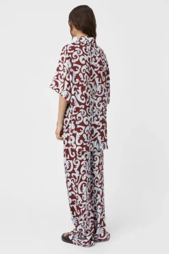 Medici Pant Red And Ice Blue Print