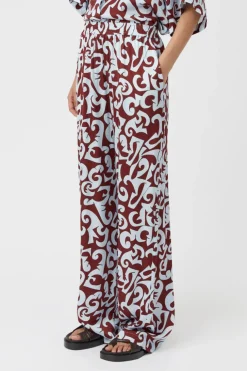 Medici Pant Red And Ice Blue Print
