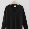 N.21 100% Cashmere Oversized High Low V Neck Black