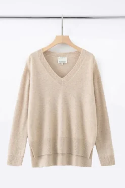 N.21 100% Cashmere Oversized High Low V Neck Champagne