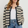 Nelly Cardigan Navy Oat Stripe