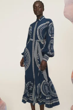 Oceane Silk Shirtdress Blue