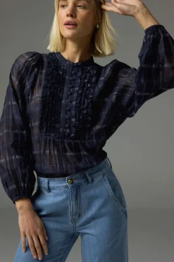 Passage Top Ink Black Check