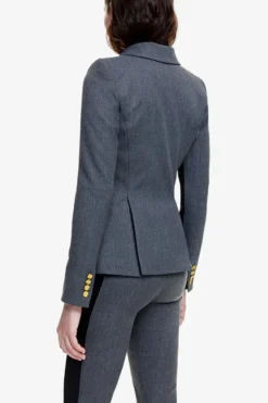 Patch Pocket Tux Stripe Blazer Charcoal with Black