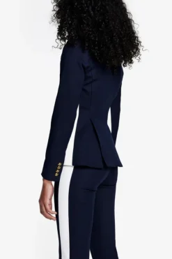 Patch Pocket Tux Stripe Blazer Deep Navy With Chalk