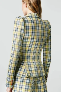 Pleated Short Lime Plaid