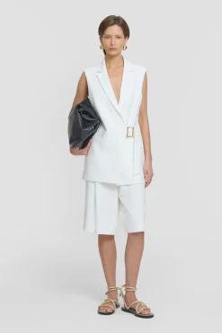 Renowned Sleeveless Blazer Ivory