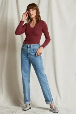 Robyn U Neck Long Sleeve Cranberry