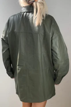 Ryley Leather Shirt Army Green