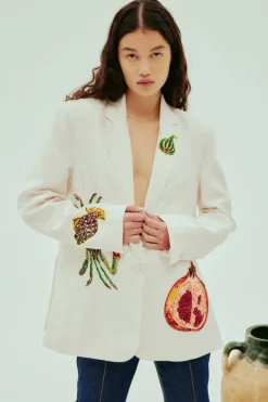 Seb Embellished Blazer Cream