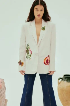 Seb Embellished Blazer Cream