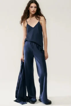 Silk Laundry Bias Cut Pants Midnight