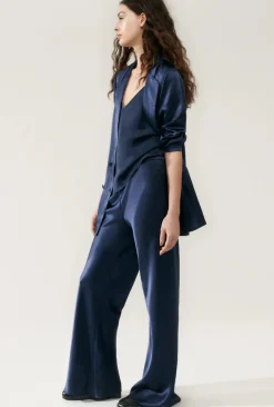 Silk Laundry Bias Cut Pants Midnight