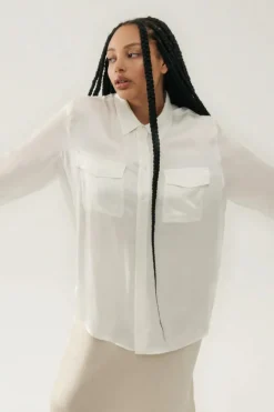 Silk Laundry Boyfriend Shirt White