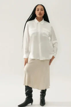 Silk Laundry Boyfriend Shirt White