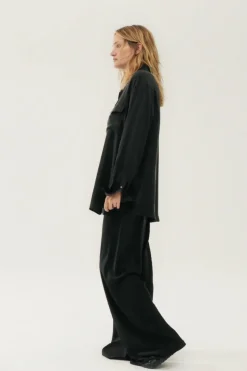 Silk Laundry Boyfriend Shirt Black