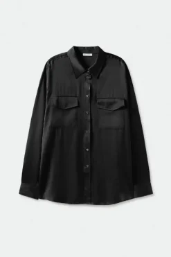 Silk Laundry Boyfriend Shirt Black