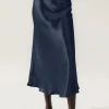 Silk Laundry Long Bias Cut Skirt Midnight