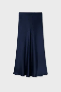 Silk Laundry Long Bias Cut Skirt Midnight