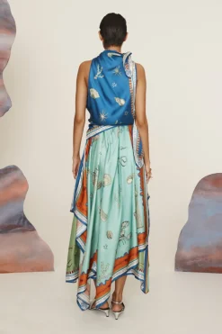Surrealist Summer Scarf Midi Dress Multi