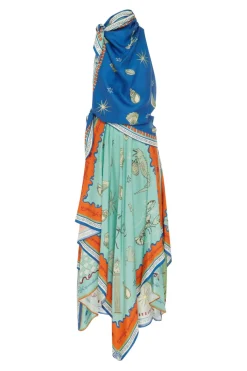 Surrealist Summer Scarf Midi Dress Multi