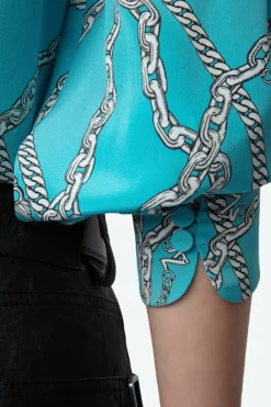 Tuile Silk Blouse Aqua