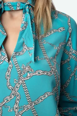 Tuile Silk Blouse Aqua