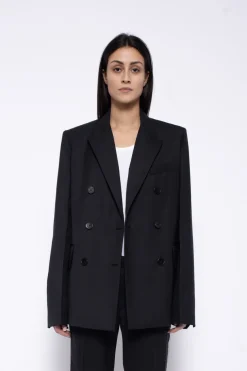 Vaena Double Breasted Slit Blazer Noir