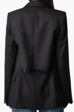 Vaena Double Breasted Slit Blazer Noir