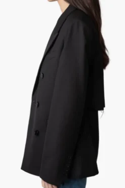 Vaena Double Breasted Slit Blazer Noir